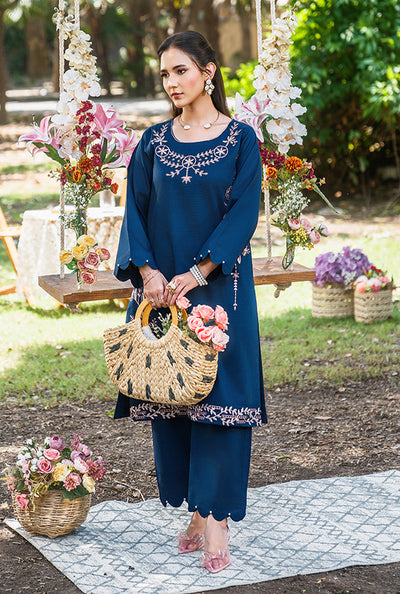 Textured lawn dress with embroidery on front with Straight trouser — perfect RTW for summer season and day-to-day wear also emblished with ocean pearls.